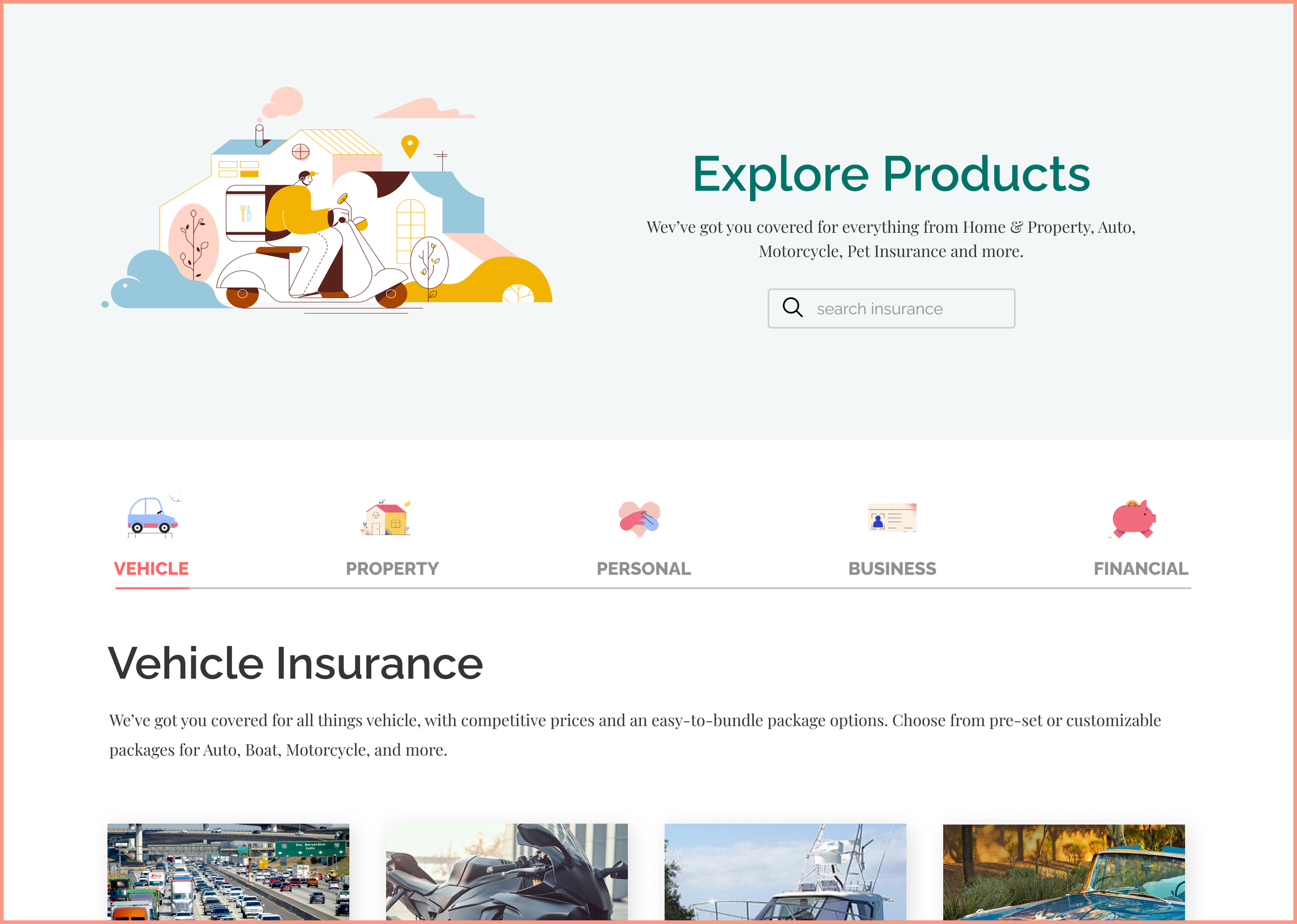 Explore products page