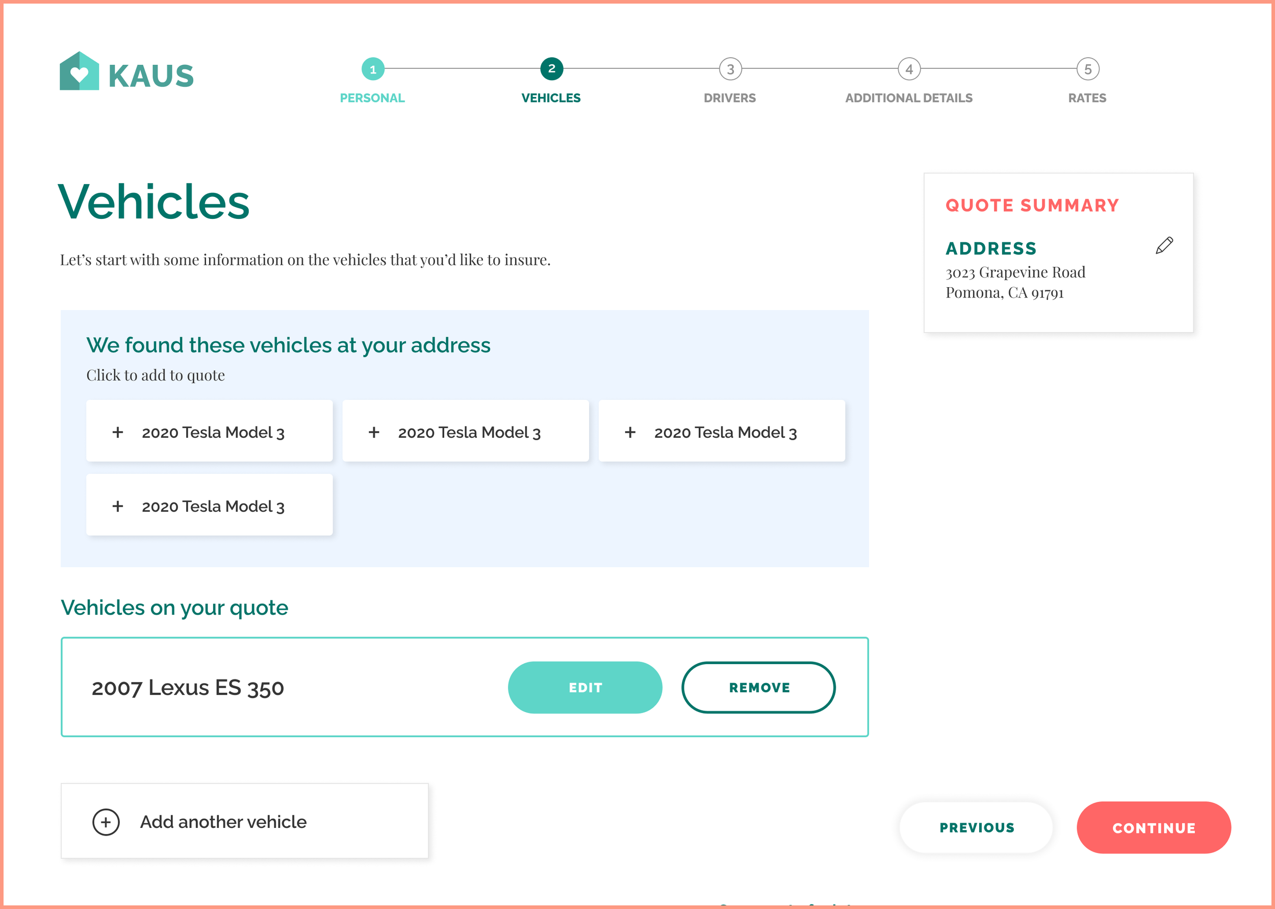 Quote: pre-filled form