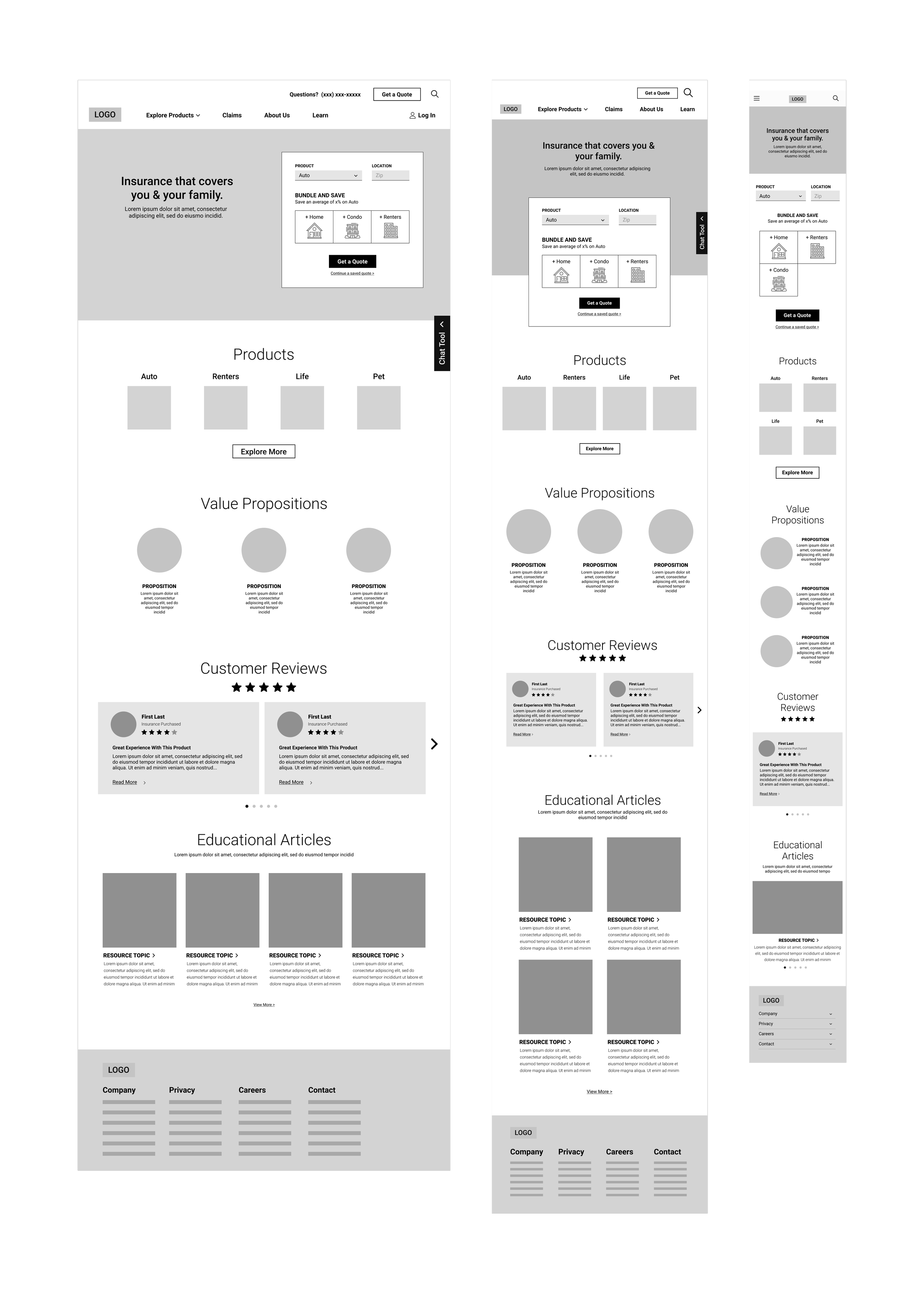 Mobile wireframes